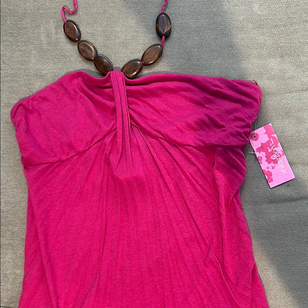 swim strapless dress with Necklace